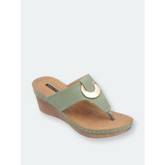 GC SHOES Genelle Green Wedge Sandals 3 GC SHOES Genelle Green Wedge Sandals