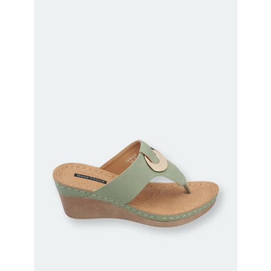 GC SHOES Genelle Green Wedge Sandals 4 GC SHOES Genelle Green Wedge Sandals - Image 2