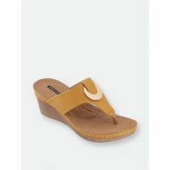 GC SHOES Genelle Yellow Wedge Sandals