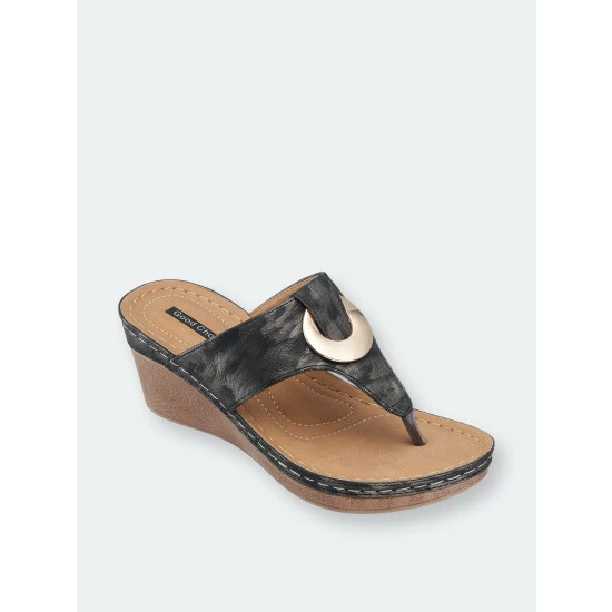 GC SHOES Genelle Black Wedge Sandals 3 GC SHOES Genelle Black Wedge Sandals