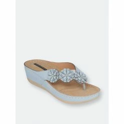 GC SHOES Ammie Blue Wedge Sandals