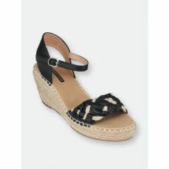 GC SHOES Cati Black Espadrille Wedge Sandals