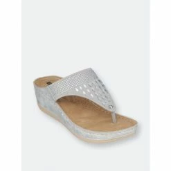 GC SHOES Kiara Silver Wedge Sandals