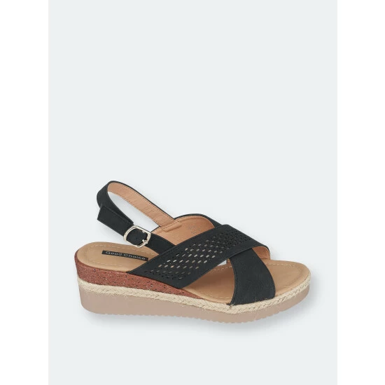 GC SHOES Gini Black Wedge Sandals 4 GC SHOES Gini Black Wedge Sandals - Image 2