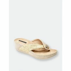 GC SHOES Dafni Gold Wedge Sandals