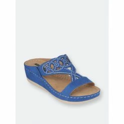 GC SHOES Ganni Blue Wedge Sandals