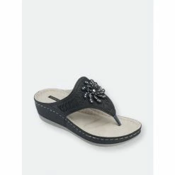 GC SHOES Allie Black Wedge Sandals