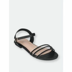 GC SHOES Sanga Black Flat Sandals