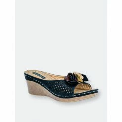 GC SHOES Juliet Black Wedge Sandals