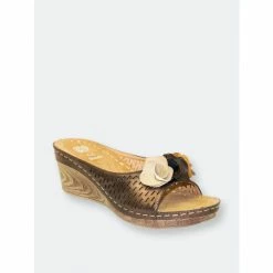 GC SHOES Juliet Bronze Wedge Sandals