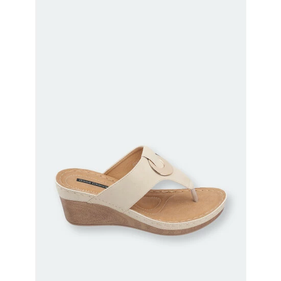 GC SHOES Genelle Natural Wedge Sandals 4 GC SHOES Genelle Natural Wedge Sandals - Image 2