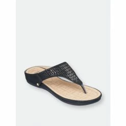 GC SHOES Jamm Black Flat Sandals