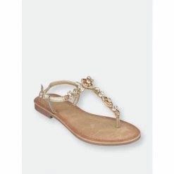 GC SHOES Ann Gold Flat Sandals
