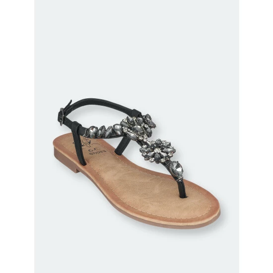 GC SHOES Angie Black Flat Sandals 3 GC SHOES Angie Black Flat Sandals