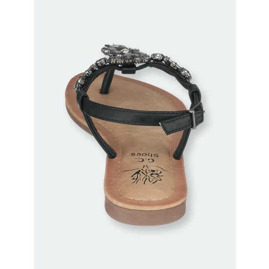 GC SHOES Angie Black Flat Sandals 5 GC SHOES Angie Black Flat Sandals - Image 3