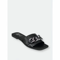 GC SHOES Rina Black Flat Sandals